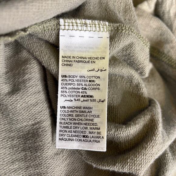 Chico's Pullover Lagenlook Lace Up Back Tee Mini Dress Olive Green Size 1 (M-8) - Picture 7 of 8